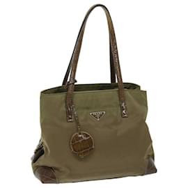 Prada-PRADA Hand Bag Nylon Khaki Auth ac2811-Khaki