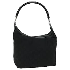 Gucci-GUCCI Bamboo GG Canvas Shoulder Bag Black 000 0833 auth 68042-Black