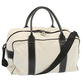 Prada-PRADA Boston Tasche aus Nylon 2Weg Weiß Schwarz Auth bs12159-Schwarz,Weiß