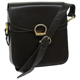 Céline-CELINE Horse Carriage Shoulder Bag Leather Brown Auth bs12457-Brown