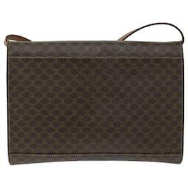 Céline-CELINE Macadam Canvas Circle Shoulder Bag PVC Leather Brown Auth fm3202-Brown