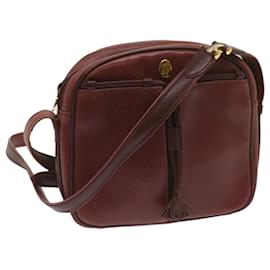 Cartier-CARTIER Shoulder Bag Leather Wine Red Auth 68174-Other