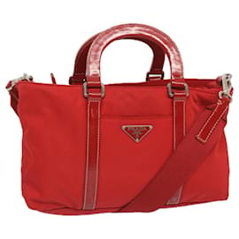 Prada-Prada Hand Bag Nylon 2way Red Auth 67986-Red