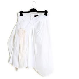 Louis Vuitton-Louis Vuitton EU42 Jupe SS2007 Cotton White drapé Skirt US12-Blanc