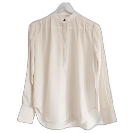 Camicia Rag & Bone in seta con collo alla coreana Crema