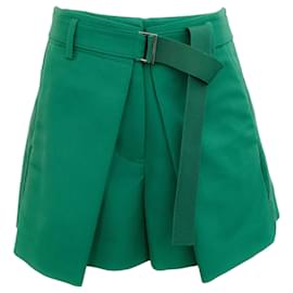 Autre Marque-Sacai Green Wool Tuxedo Shorts with Belt-Green
