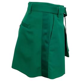 Autre Marque-Sacai Green Wool Tuxedo Shorts with Belt-Green