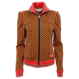 Autre Marque-Marni Orange / Black Check Zip Up Knit Jacket-Orange