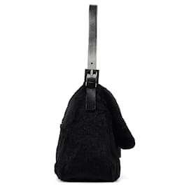 Fendi-FENDI Shoulder bags Fur Black Baguette-Black
