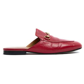 Gucci-Sapatos Gucci Princetown em couro vermelho, tamanho EU39 US8.5.-Vermelho