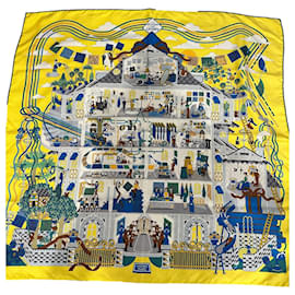 Hermès-Hermès scarf "The house of squares" very rare-Yellow
