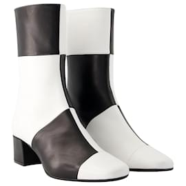 Carel-Botins Estime Go - Carel - Couro - Preto/Off white-Preto