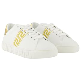 Versace-La Greca Sneakers – Versace – Stickerei – Weiß/Gold-Weiß