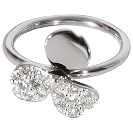 Tiffany & Co-TIFFANY & CO. Anel de diamante com flores de papel em platina 0.16 ctw-Prata,Metálico