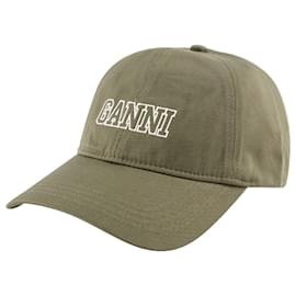 Ganni-Logo-Cap - Ganni - Baumwolle - Kalamata-Grün,Khaki