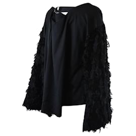 Christian Dior-Yastoshi Ezumi Face Herringbone Switching V Neck Tops-Black