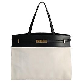 Borsa a tracolla Manhattan Top Handle di Saint Laurent Nero Bianco