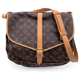 Louis Vuitton-Tela monogramma vintage Saumur 35 Tessuto Crossbody Bag-Marrone