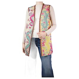 Etro-Multicoloured jacquard long vest gilet - size UK 12-Multiple colors