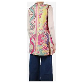 Etro-Multicoloured jacquard long vest gilet - size UK 12-Multiple colors