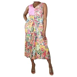 Marni-Mehrfarbiges, gerüschtes Kleid mit Blumenmuster – Größe UK 12-Mehrfarben