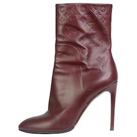 Louis Vuitton-Burgundy Monogram embossed ankle boots - size EU 37-Dark red