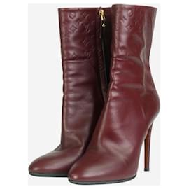 Louis Vuitton-Burgundy Monogram embossed ankle boots - size EU 37-Dark red