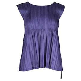 Pleats Please-Blusa sin mangas plisada morada-Púrpura