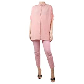 Weekend Max Mara-Pink short-sleeved silk shirt - size UK 8-Pink