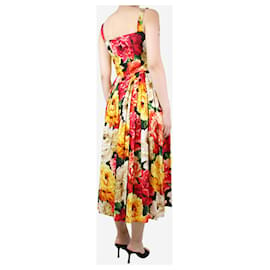 Dolce & Gabbana-Vestido floral multicolorido com alça na frente e botões - tamanho UK 10-Multicor