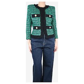 Balmain-Green tweed sequin jacket - size UK 14-Green