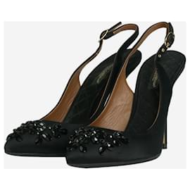 Dolce & Gabbana-Black bejewelled slingback pumps - size EU 37 (Uk 4)-Black