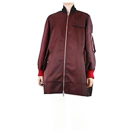 Calvin Klein-Burgundy nylon satin coat - size UK 6-Dark red
