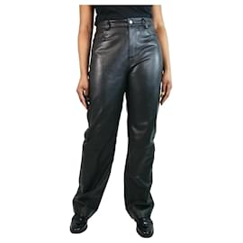 Autre Marque-Black straight-leg leather trousers - size UK 18-Black