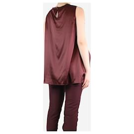 Brunello Cucinelli-Burgundy silk sleeveless top - size M-Red
