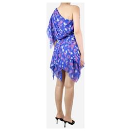 Isabel Marant-Blue silk one-shoulder dress - size UK 12-Blue