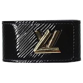 Louis Vuitton-Pulsera de cuero retorcida negra-Negro
