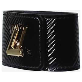 Louis Vuitton-Bracciale in pelle nera intrecciata-Nero