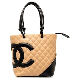 Chanel-Chanel Brown Medium Cambon Ligne Shoulder Bag-Brown,Beige
