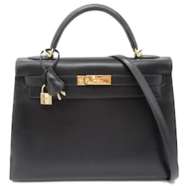 Hermès-Hermès Black Box Calf Kelly Sellier 32-Black