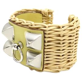Hermès-Hermès Brown Medor Picnic Cuff Bracelet-Brown,Beige