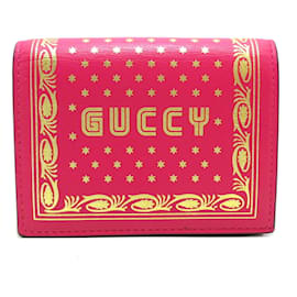 Gucci-Cartera plegable Gucci rosa Guccy Sega-Rosa