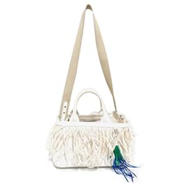 Prada-Bolso satchel Canapa con adornos de plumas en blanco de Prada-Blanco