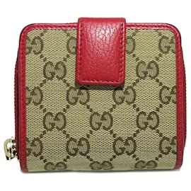 Gucci-Gucci Brown GG Canvas Bi-fold Small Wallet-Brown,Other