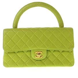 Chanel-Chanel Green Lambskin Parent Kelly Top Handle Bag-Green,Light green