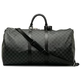 Louis Vuitton-Louis Vuitton Grey Damier Graphite Keepall Bandouliere 55-Cinza