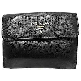 Prada-Prada Black Saffiano Kleine Brieftasche-Schwarz