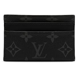 Louis Vuitton-Porta-cartões Louis Vuitton Black Monogram Eclipse Porte Cartes forrado-Preto
