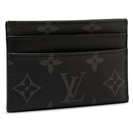 Louis Vuitton-Porta-cartões Louis Vuitton Black Monogram Eclipse Porte Cartes forrado-Preto