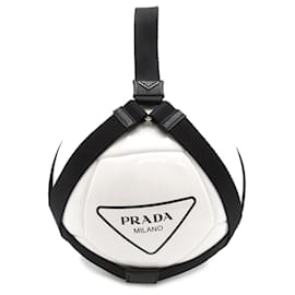 Prada-Pallone da calcio Prada con logo bianco-Nero,Bianco